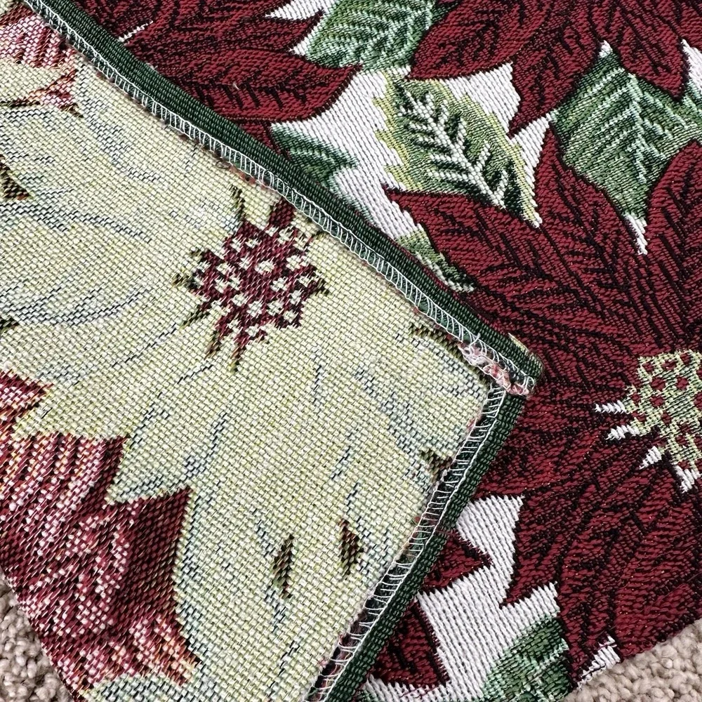 Set / Lot Of 10 Christmas Placemats Tapestry Poinsettias Red Flowers 18.5